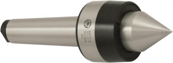 Bison - MT3 Morse Taper Shank, 48mm Head Diam, Live Center - 6,000 Max RPM, 28mm Point Diam, 1.28" Point Len, 440 Lb Max Workpiece, Standard Point - Caliber Tooling