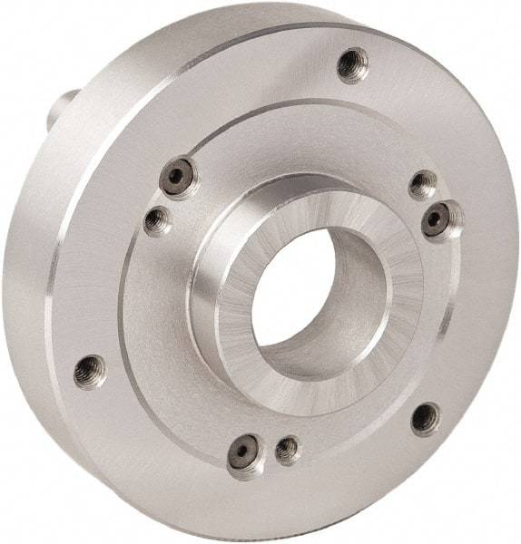 Bison - Adapter Back Plate for 4" Diam Bison Set-Tru Lathe Chucks - D1-3 Mount, 20mm Through Hole Diam - Caliber Tooling