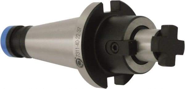 Bison - NMTB40 Taper Shank 1/2" Pilot Diam Shell Mill Holder - 2" Flange to Nose End Projection, 1-3/8" Nose Diam - Exact Industrial Supply