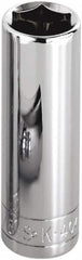 SK - 3/8", 1/2" Drive, Deep Hand Socket - 6 Points, Steel, Chrome Finish - Caliber Tooling