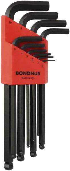 Bondhus - L-Wrench L-Wrench Hex Key Set - Hex Range 1.5 to 10mm, Protanium High Torque Steel - Caliber Tooling