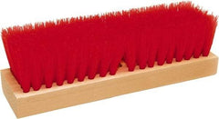 O-Cedar - 2" Bristle Length, Polypropylene Deck Scrub Brush - 10" Long x 3" Wide Head, 10" OAL, Red, Wood Block - Caliber Tooling