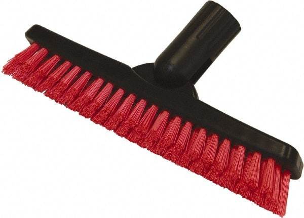 O-Cedar - 1-1/2" Bristle Length, Polyester Utility Scrub Brush - 9" Long x 1-1/2" Wide Head, 9" OAL, Red, Plastic Block - Caliber Tooling