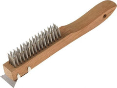 O-Cedar - 4 Columns x 16 Rows, Steel Wire Brush - 7" Brush Length, 10" OAL, 1-1/8" Trim Length, Wood Shoe Handle - Caliber Tooling