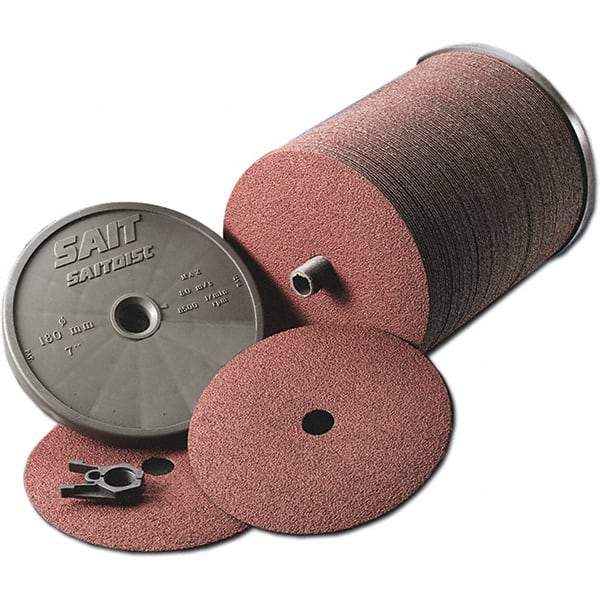 Sait - 5" Diam 7/8" Hole 24 Grit Fiber Disc - Aluminum Oxide, 10,000 Max RPM - Caliber Tooling