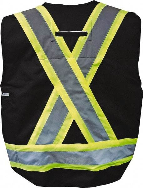 Viking - Size 3XL Flame Resistant/Retardant Black Solid Surveyor's Vest - 55" Chest, ASTM F2302-08, CSA Z96-09 Class 1, Level FR, Snaps Closure, 8 Pockets, Polyester - Caliber Tooling