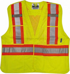 Viking - Size L/XL High Visibility Lime Mesh Breakaway Vest - 43 to 47" Chest, ANSI 107-2010 Class 2, Level 2, Hook & Loop Closure, 4 Pockets, Polyester - Caliber Tooling