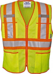 Viking - Size XL High Visibility Lime Mesh Public Safety Vest - 47" Chest, ANSI 107-2010 Class 2, Level 2, Zipper Closure, 4 Pockets, Polyester - Caliber Tooling