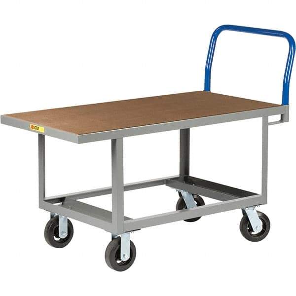 Little Giant - 2,000 Lb Capacity Steel Platform Truck - Steel Deck, 30" OAW, 60" Platform Length, Mold On Rubber Casters - Caliber Tooling