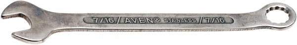 Aven - 7/16" 12 Point Combination Wrench - 6-1/16" OAL, Stainless Steel, Polished Finish - Caliber Tooling