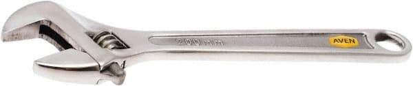 Aven - 1-1/8" Jaw Capacity, 8" Standard Adjustable Wrench - Stainless Steel, Polished Finish, 8" OAL - Caliber Tooling