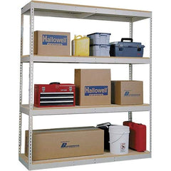 Hallowell - 4 Shelf Starter Open Steel Shelving - 750 Lb Capacity, 48" Wide x 84" High x 18" Deep, Tan - Caliber Tooling