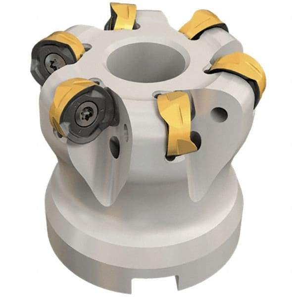 Iscar - 80mm Cut Diam, 6mm Max Depth, 27mm Arbor Hole, 8 Inserts, H606 RXCU 1206-AX.. Insert Style, Indexable Copy Face Mill - H606 FR-12 Cutter Style, 50mm High, Through Coolant, Series Helido - Caliber Tooling