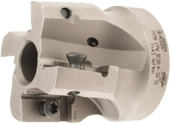 Iscar - 4 Inserts, 1-1/2" Cut Diam, 1/2" Arbor Diam, 0.708" Max Depth of Cut, Indexable Square-Shoulder Face Mill - 0° Lead Angle, 1.57" High, P290 AC.T 1806.. Insert Compatibility, Through Coolant, Series MillShred - Caliber Tooling