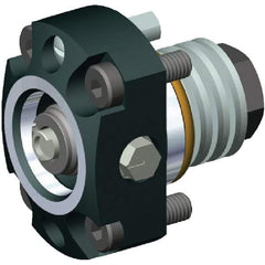 Kennametal - Neutral Cut, KM63 Modular Connection, Adapter/Mount Lathe Modular Clamping Unit - 3-31/64" OAL, Through Coolant, Series RNS-EF Flange Mount Rapid Side Access - Exact Industrial Supply