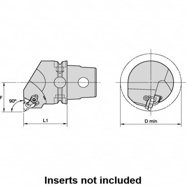 Kennametal - Insert Style LT 22NR, 50mm Head Length, Right Hand Cut, Internal Modular Threading Cutting Unit Head - System Size KM50TS, 35mm Center to Cutting Edge, Series LT Threading - Caliber Tooling