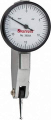 Starrett - 0.03 Inch Range, 0.0005 Inch Dial Graduation, Horizontal Dial Test Indicator - 1-1/4 Inch White Dial, 0-15-0 Dial Reading - Caliber Tooling