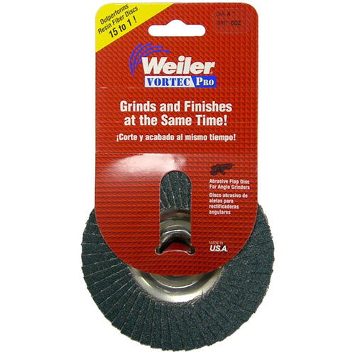 ‎4″ Vortec Pro Abrasive Flap Disc, Aluminum Backing, 36Z, 5/8″-11 UNC Nut, Retail Pack - Caliber Tooling