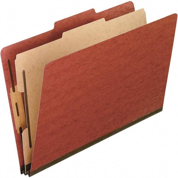 Pendaflex - 8-1/2 x 11", Letter Size, Red, Classification Folders with Top Tab Fastener - 25 Point Stock, Right of Center Tab Cut Location - Caliber Tooling