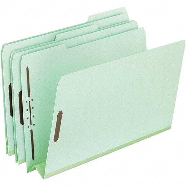 Pendaflex - 8-1/2 x 14", Legal, Green, Classification Folders with Top Tab Fastener - 25 Point Stock, Assorted Tab Cut Location - Caliber Tooling