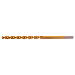 23/64 RHS / RHC HSS-CO 8% (M42) 135 Degree Split Point Q-Cobalt Wide Land Parabolic Taper Length Drill - TiN - Exact Industrial Supply