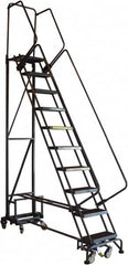 Ballymore - 100" 10 Step Ladder - Rolling Safety Ladder, 450 Lb Capacity, 100" Platform Height, 26" Base Width x 69" Base Depth, Abrasive Mat Tread - Caliber Tooling