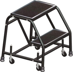 Ballymore - 19" 2 Step Ladder - Rolling Safety Ladder, 450 Lb Capacity, 19" Platform Height, 30" Base Width x 19" Base Depth, Perforated Tread - Caliber Tooling