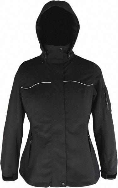 Viking - Size M, Black, Waterproof Jacket - 37" Chest, 4 Pockets, Detachable Hood, Hook & Loop Wrist - Caliber Tooling