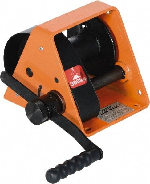 Vestil - 600 Lb Cable Limit x 65' Winch Cable Manual Winch - 9-1/2" Long x 7.88" Deep x 7.88" High - Caliber Tooling