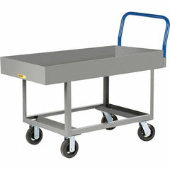 Little Giant - 2,000 Lb Capacity Steel Platform Truck - Steel Deck, 30" OAW, 49-1/2" Platform Length, Mold On Rubber Casters - Caliber Tooling