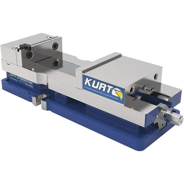 Kurt - 4" Jaw Width, 6-1/2" Jaw Opening Capacity, Horizontal Stationary Machine Vise - Manual Operation, 60 Lb Capacity, 1 Station, 14.56" Long x 84.47mm High x 1-15/64" Deep, 1.235" Jaw Height, 7,500 Lb Max Clamp Force, Ductile Iron - Caliber Tooling