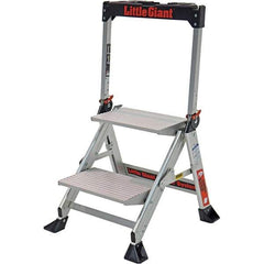 Little Giant - 2 Steps, 2' High, Type IAA Rating, Aluminum Step Stand - 375 Lb Capacity, 21-1/2" Base Width - Caliber Tooling