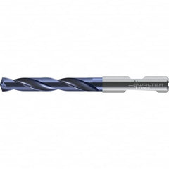 Walter-Titex - 12.8mm 140° Solid Carbide Jobber Drill - TiAlN Finish, Right Hand Cut, Spiral Flute, Round with Flats Shank, 124mm OAL - Caliber Tooling