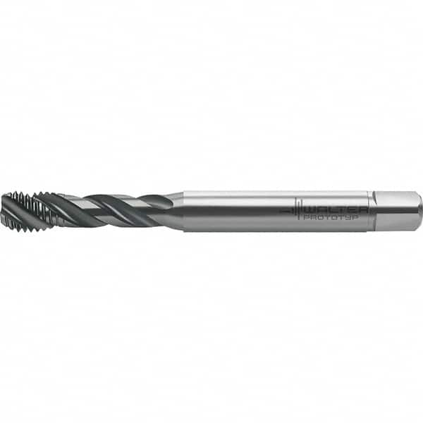 Walter-Prototyp - M10x1.50 Metric 3 Flute 6HX Semi-Bottoming Spiral Flute Tap - High Speed Steel, TiCN Finish, 101.67mm OAL, Right Hand Flute, Right Hand Thread, Series TC121 - Exact Industrial Supply