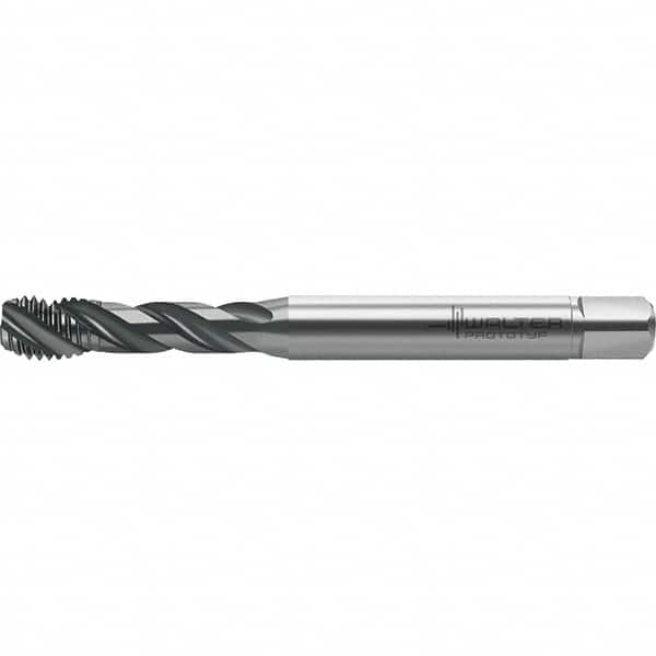 Walter-Prototyp - M10x1.50 Metric 3 Flute 6HX Semi-Bottoming Spiral Flute Tap - High Speed Steel, TiAlN Finish, 100mm OAL, Right Hand Flute, Right Hand Thread, Series TC121 - Caliber Tooling