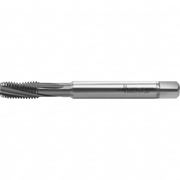 Walter-Prototyp - M6x1.00 Metric 3 Flute 6HX Semi-Bottoming Spiral Flute Tap - High Speed Steel, TiCN Finish, 82.5mm OAL, Right Hand Flute, Right Hand Thread, Series TC122 - Exact Industrial Supply