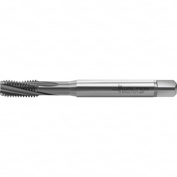 Walter-Prototyp - M10x1.50 Metric 3 Flute 6HX Semi-Bottoming Spiral Flute Tap - High Speed Steel, TiCN Finish, 104.26mm OAL, Right Hand Flute, Right Hand Thread, Series TC122 - Exact Industrial Supply