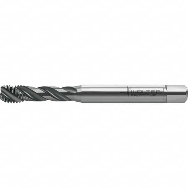 Walter-Prototyp - M10x1.50 Metric 3 Flute 6HX Semi-Bottoming Spiral Flute Tap - High Speed Steel, TiAlN Finish, 101.67mm OAL, Right Hand Flute, Right Hand Thread, Series TC121 - Caliber Tooling