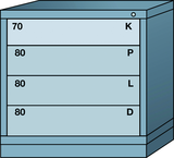 Table-Standard Cabinet - 4 Drawers - 30 x 28-1/4 x 30-1/8" - Multiple Drawer Access - Caliber Tooling