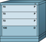 Table-Standard Cabinet - 4 Drawers - 30 x 28-1/4 x 30-1/8" - Multiple Drawer Access - Caliber Tooling