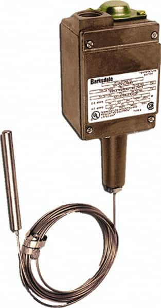 Barksdale - 300 to 400°F Remote Mount Temperature Switch - 3/8 x 4-15/32 Capillary, Copper, ±1% of mid-60% of F.S. - Caliber Tooling