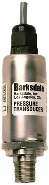 Barksdale - 15 Max psi, ±0.25% Accuracy, 1/4-18 NPT (Male) Connection Pressure Transducer - 100 mV Full Scale (10mV/V) Output Signal, Shielded & Jacketed Cable - 1m Wetted Parts, 1/4" Thread, -40 to 185°F, 15 Volts - Caliber Tooling