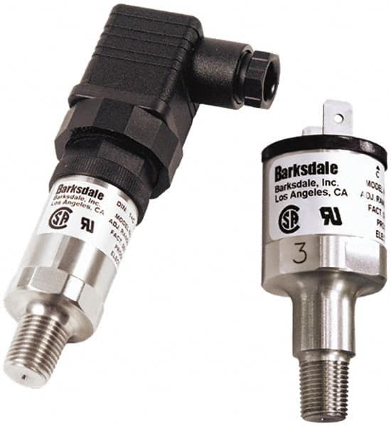 Barksdale - 20 to 120 psi Adjustable Range, 140 Max psi, Compact Pressure Switch - 1/8 NPT Male, 18in Free Leads, SPDT Contact, SS Wetted Parts, 8% Repeatability - Caliber Tooling