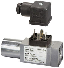 Barksdale - 510 to 5,800 psi Adjustable Range, 8,700 Max psi, Compact Pressure Switch - 7/16-20 UNF SAE, DIN 43650, SPDT Contact, SS Wetted Parts, 2% Repeatability - Caliber Tooling