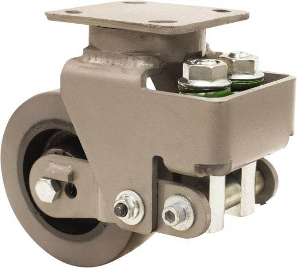 Hamilton - 6" Diam x 2" Wide, Polyurethane Mold on to Cast Iron Center Swivel Caster - 1,645 Lb Capacity, Top Plate Mount, 4" x 5" Plate, Sealed Precision Ball Bearing Bearing - Caliber Tooling