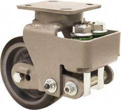 Hamilton - 6" Diam x 2" Wide, Polyurethane Mold on to Cast Iron Center Swivel Caster - 1,315 Lb Capacity, Top Plate Mount, 4" x 5" Plate, Sealed Precision Ball Bearing Bearing - Caliber Tooling