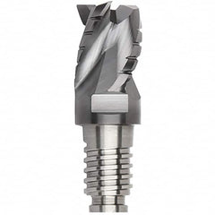 Kennametal - 3/4" Diam, 9/16" LOC, 3 Flute, 0.015" Corner Radius End Mill Head - Solid Carbide, AlTiN Finish, Duo-Lock 20 Connection, Spiral Flute, 35° Helix, Centercutting - Caliber Tooling