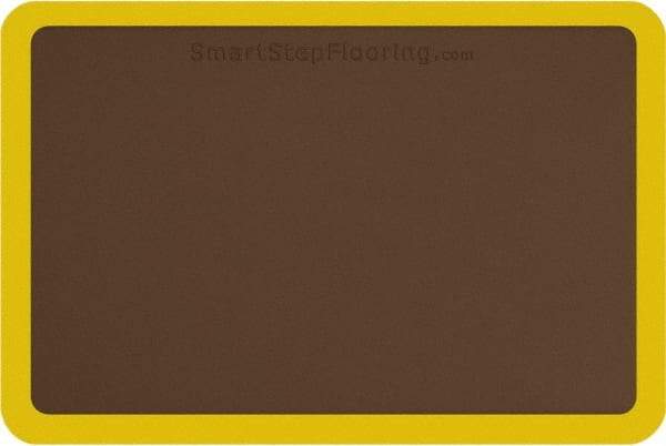 Smart Step - 3' Long x 2' Wide, Dry Environment, Anti-Fatigue Matting - Brown with Yellow Borders, Urethane with Urethane Sponge Base, Beveled on All 4 Sides - Caliber Tooling