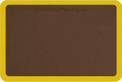 Smart Step - 3' Long x 2' Wide, Dry Environment, Anti-Fatigue Matting - Brown with Yellow Borders, Urethane with Urethane Sponge Base, Beveled on All 4 Sides - Caliber Tooling