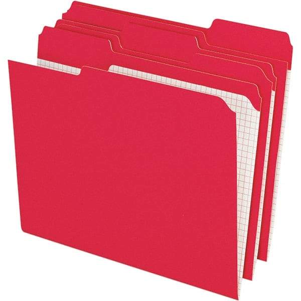 Pendaflex - 11-5/8 x 9-1/2", Letter Size, Red, File Folders with Top Tab - 11 Point Stock, Assorted Tab Cut Location - Caliber Tooling